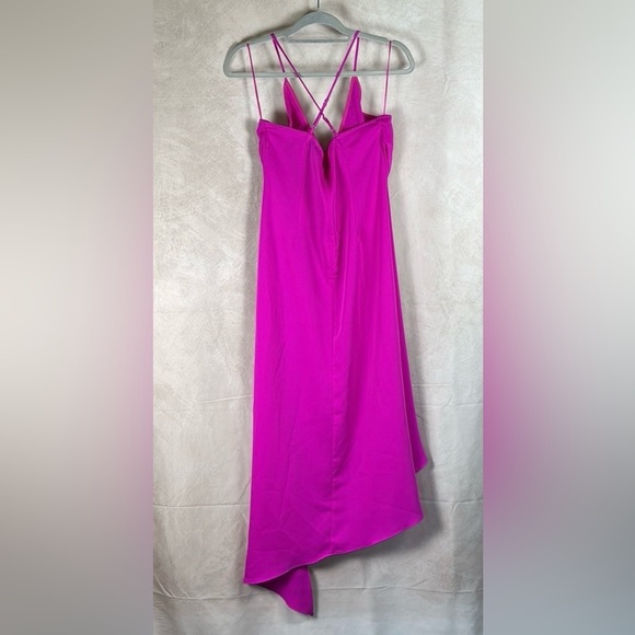Adelyn Rae Oliana Magenta Midi Slip Dress V-Neck High-Low Wedding Guest Medium - Picture 12 of 12